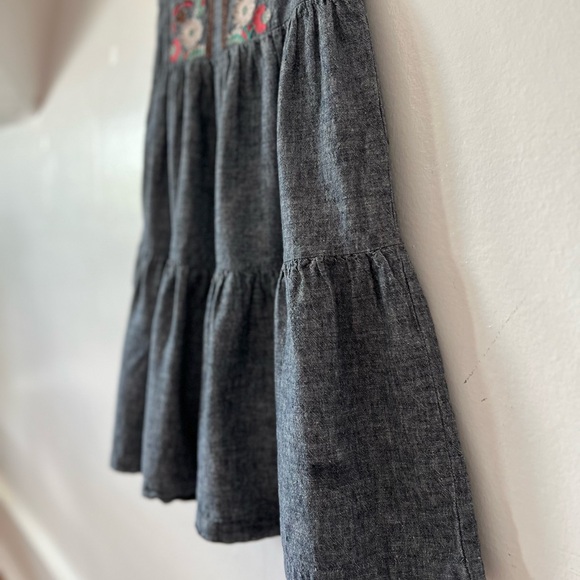 EUC Tea Collection sz 7 girls tiered chambray embroidery dress full skirt MINT - Picture 5 of 11